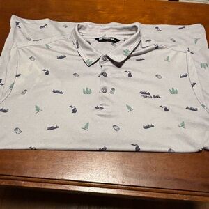 Travis Matthew Men’s Polo “All Over Michigan” Gray Size XL
